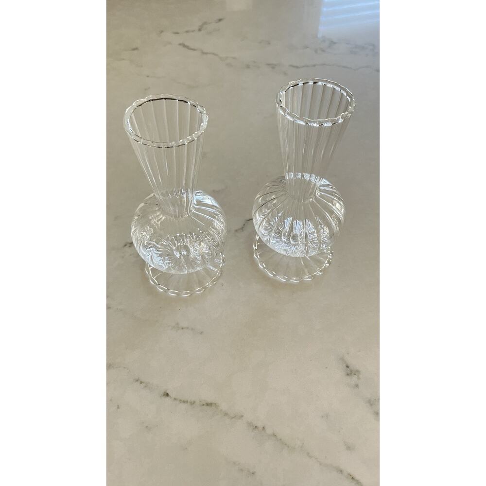 Set Of 2 Thin Clear Glass Vases, solitaires, decorative, home decor, home accent
